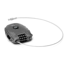Pacsafe Retractasafe 250 med fyrsiffrig kombinationslås och utdragbar vajerkabel till bagage.